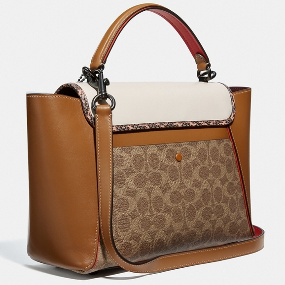 LAST CHANCE❗RARE Coach Courier Colorblock Genuine Snakeskin Crossbody - Picture 7 of 16